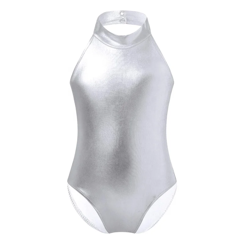 
Big Girls Backless Ballet Gymnastics Bodysuit Shiny Dance Training Athletic Leotard 