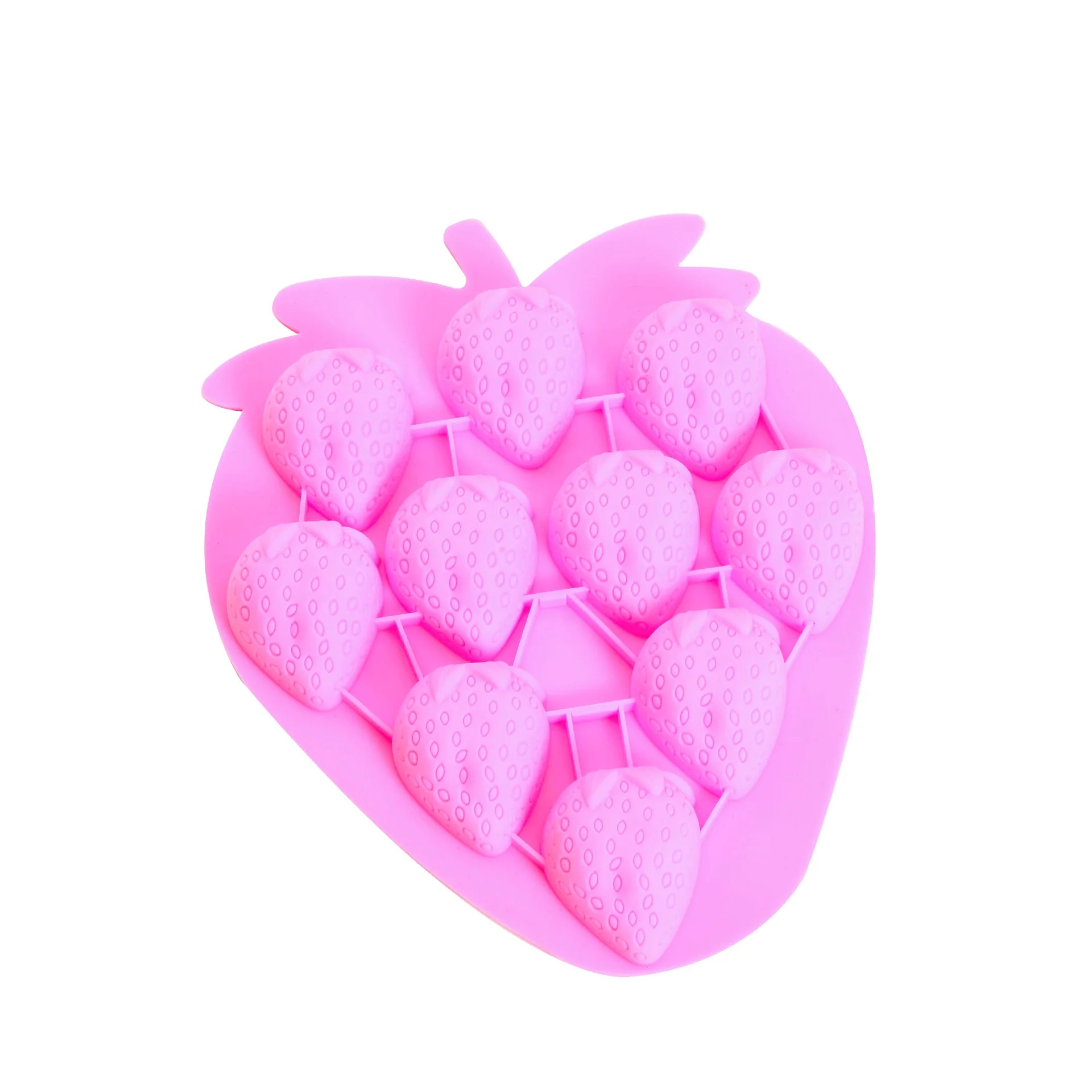 Household kitchen DIY tool with 10 strawberry shaped silicone ice mold chocolate jelly mold