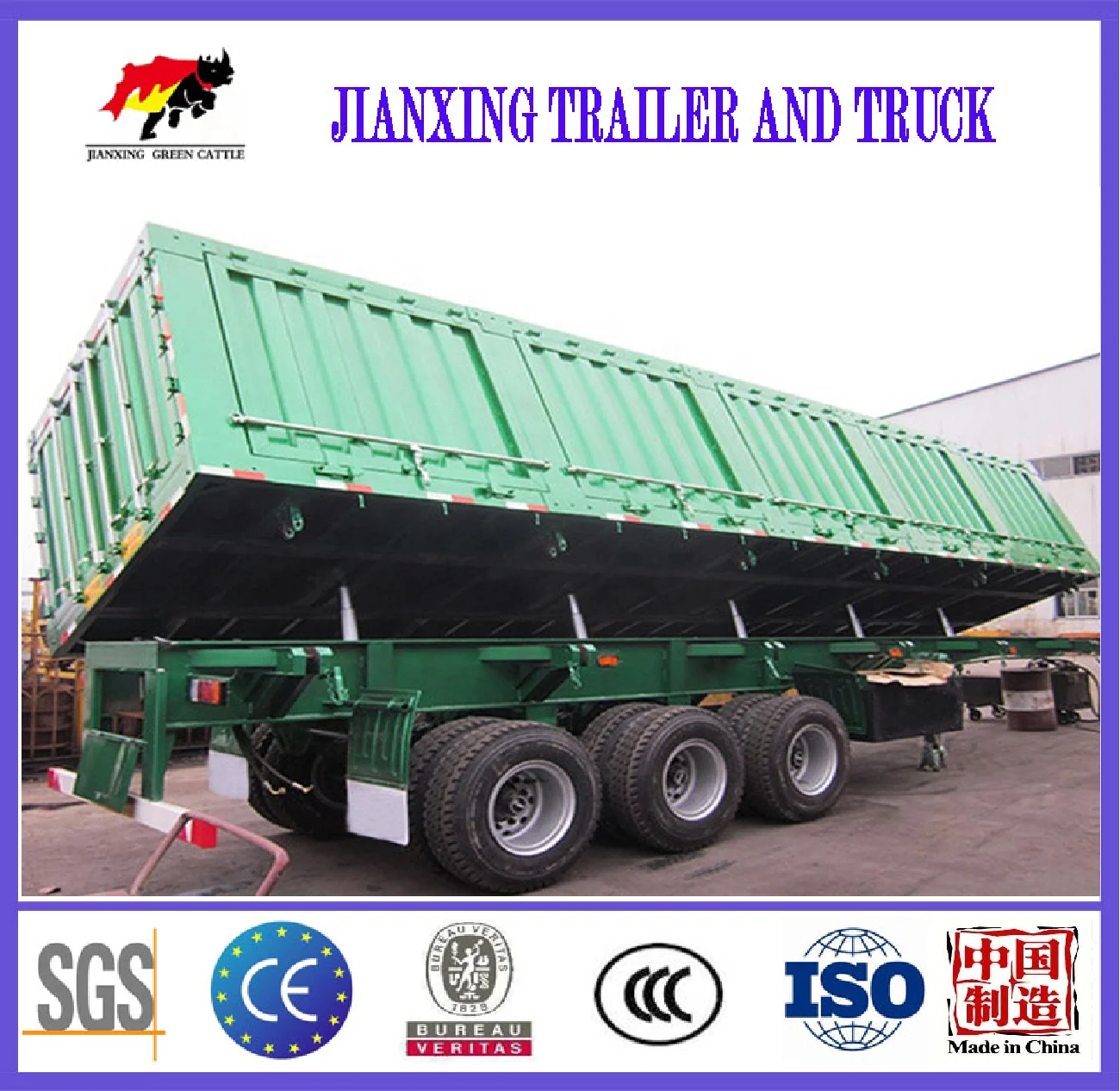 Manufactory direct sale 20ft 40ft 3axles drop side tipping trailers hydraulic dump truck trailer