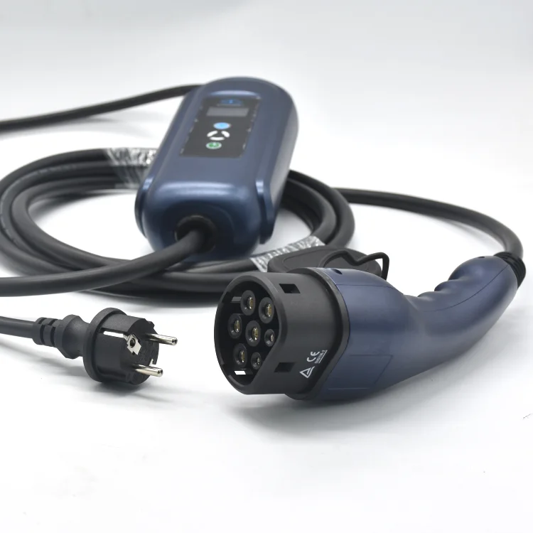 
 OEM синий с контрольной коробкой женский зарядный кабель с одним разъемом и форматом штекера под phaes 16A типа 2 Режим 2 EV зарядное устройство  