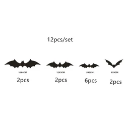 12 pcs PVC 3D Toy Decoration Party Supply Halloween Wall Sticker Bat