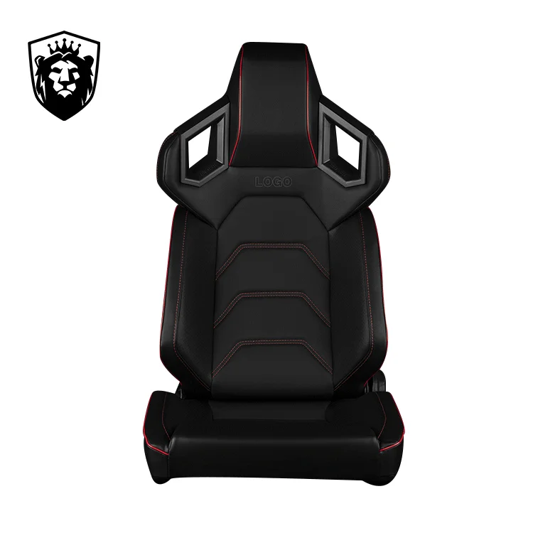 Racing seat black PVC carbon look with single slider and single adjustor for automobile car use sports racing seat