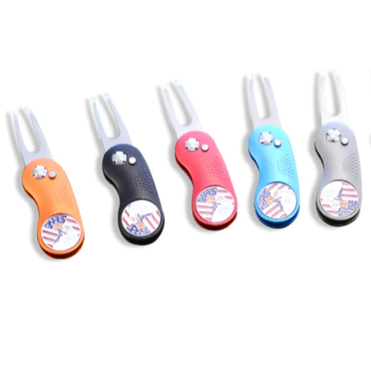 Bulk Stainless Golf Retractable Switch Blade Ball Markers Divot Repair Tool and Magnetic Ball Marker