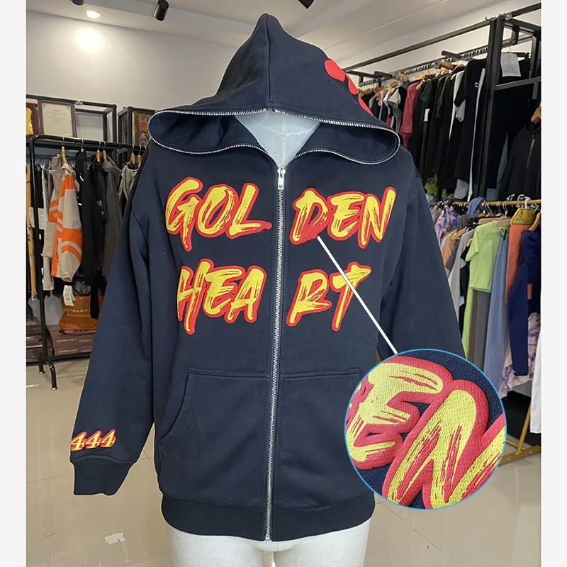 Manufacturer Custom Hoodie 3D Embossed Embroidered Logo Men Ovesizes Cotton Puff Printing Hoodie