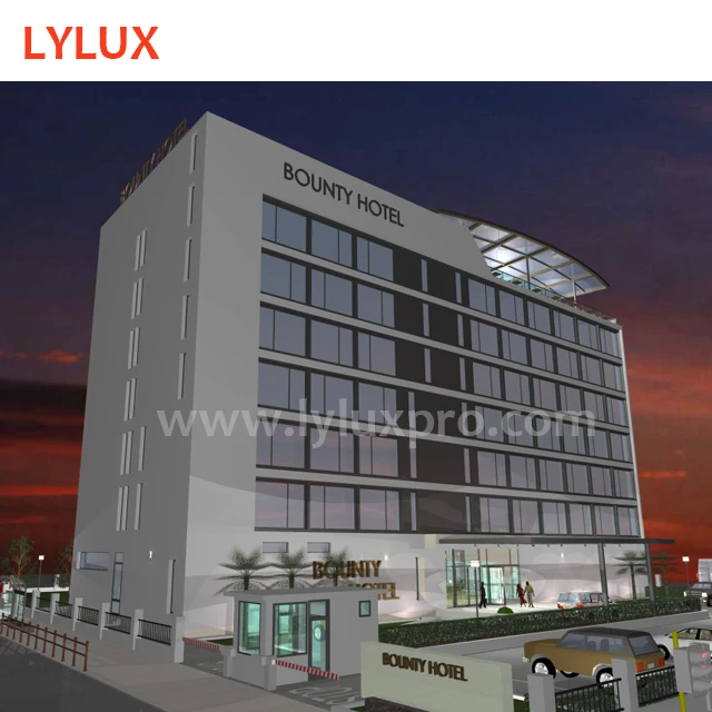 Architecture design prefab steel frame 4-5 star hotel plan, beach resorts 3D rendering layout