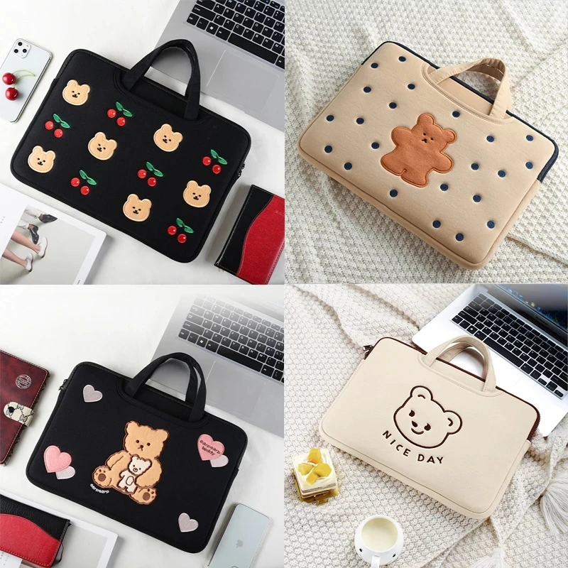 Japanese and Korean computer bag cute cartoon embroidery 13.3 inch 14 inch 15.6 inch  laptop bag for women