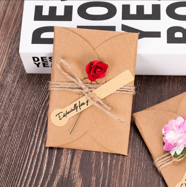 Vintage kraft paper dry flower creative DIY blessing greeting card holiday hand gift business gift box gift card