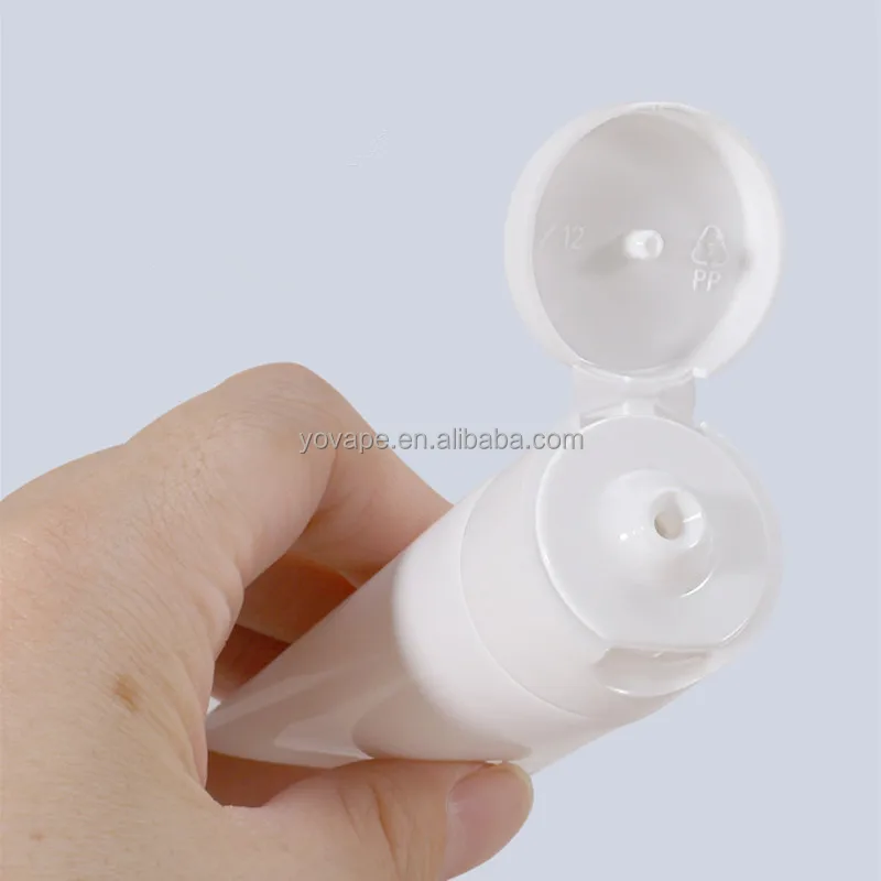 Soft transparent plastic cosmetics tubes refillable toothpaste facial cleanser button hand cream hair conditioner tube with caps