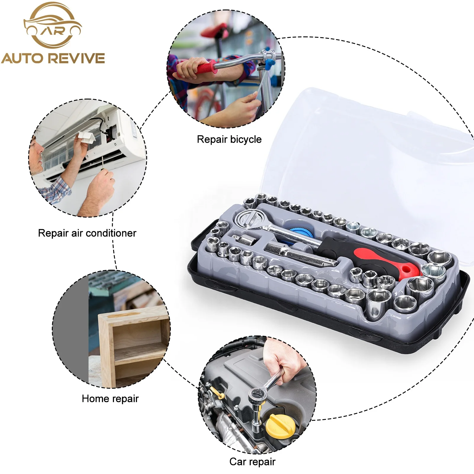 AutoRevive Repair Wrench 40 PCS Socket Set Practical Motorcycle Bicycle Auto Repairs Tool Set Household Hardware Tools