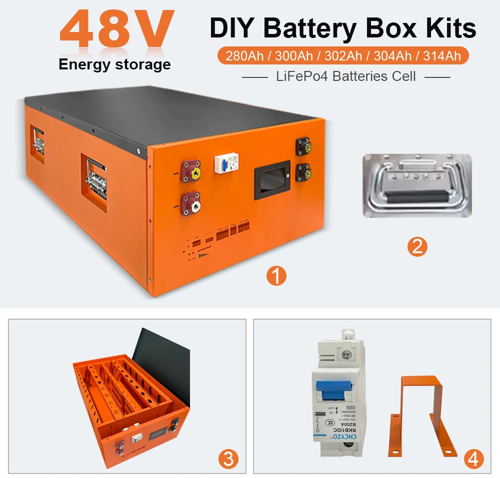 Аксессуары для корпусов аккумулятора jkbms aa 16s lifepo 5kwh литиевый 10kwh 51 2 v металлический корпус комплект 100ah 24v 300a