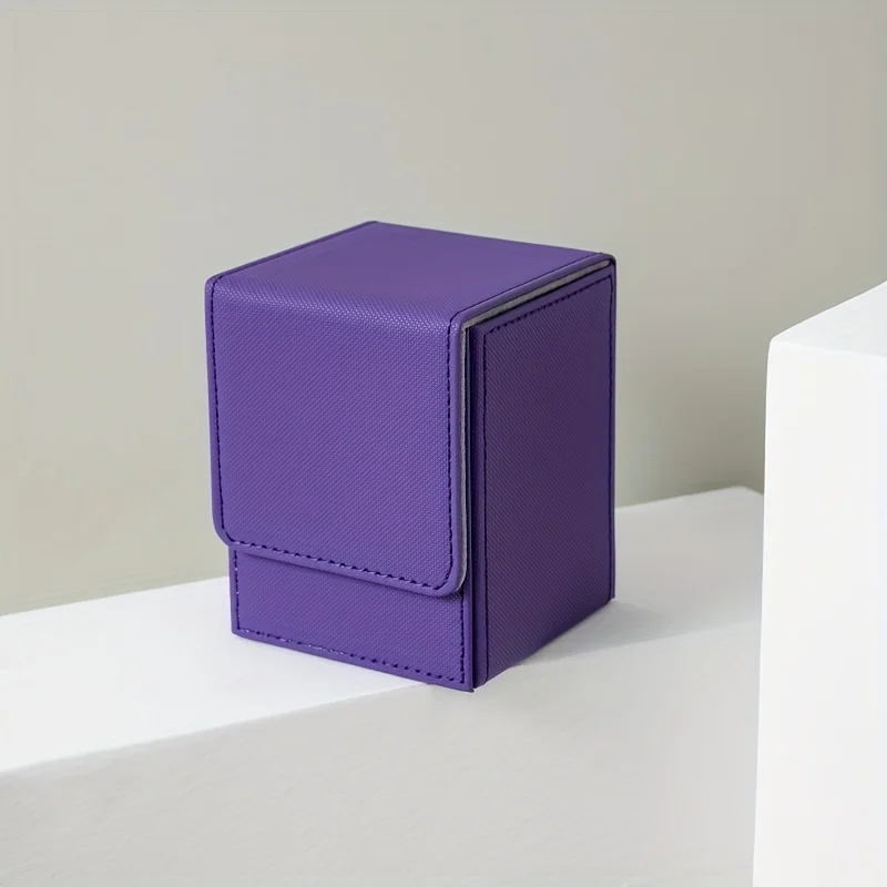 Premium Pu Leather Card Storage Box With Magnetic Flip Lid Holds 100 Sleeved Cards, Ideal For Yu-Gi-Oh MTG Sports Cards