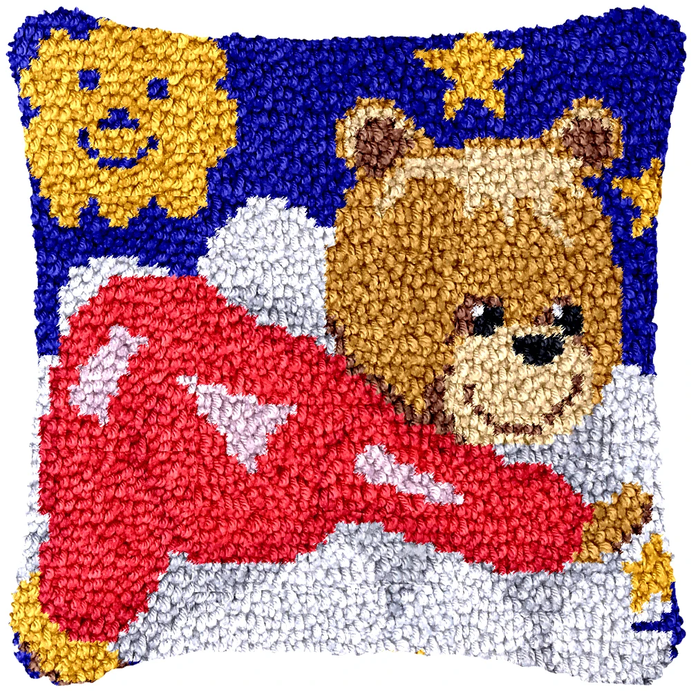 Custom diy cushion carpet mat latch hook rug kits best easy cute bear latch hook kits pillow kits for adult