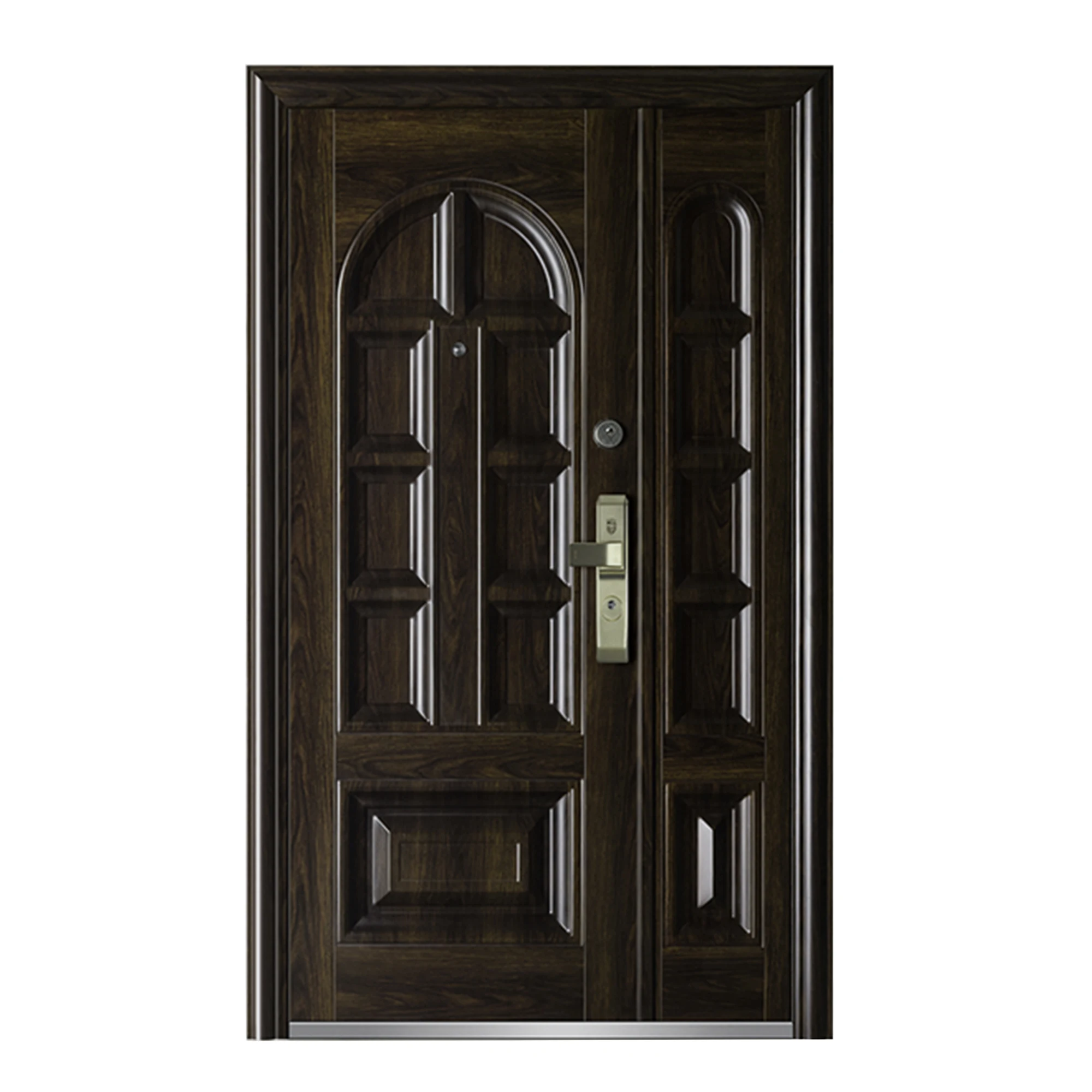 OEM Reasonable Price Stamped Steel Door Sheet Safety Exterior Wall Entrance Metal Steel Door Front Entry Door With Glass