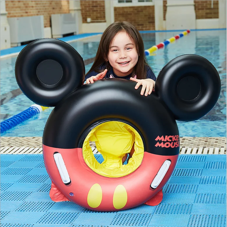 Toddler Kids Pool Floats Inflated Swimming Rings Print Mickey Minny Thick Sitting Swimming Circle