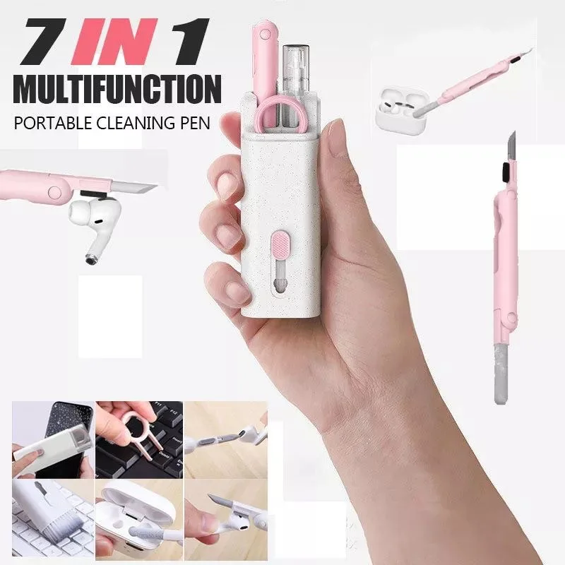 custom logo 7 In 1 Computer Phone Cleaning Set for Airpods earbuds with Soft Brush Design High Density Sponge Cleaning Kit pen