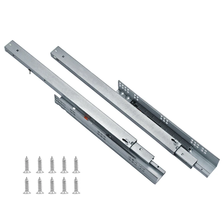 Ronghui мебельной фурнитуры полного выдвижения 3-fold гладкой мягкой близко буфер скрытый слайд для ящика, направляющий рельс для ящика