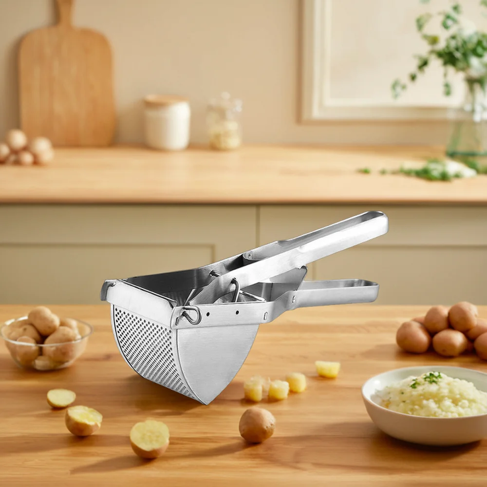12-Inch Heavy-Duty Stainless Steel Potato Ricer Food Press Strainer for Fruit and Vegetables Versatile Potato Masher Tool