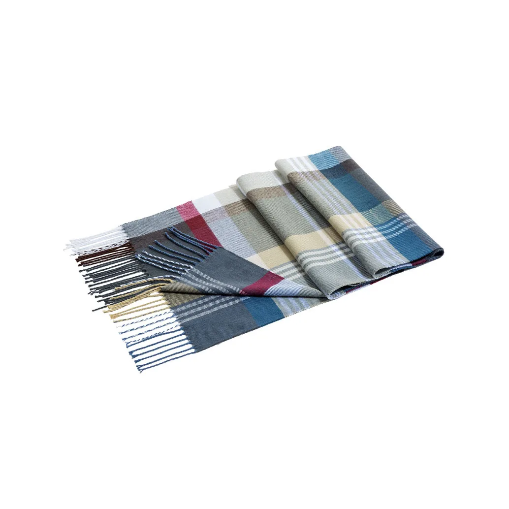 Hot Sale Fashion Unisex Scarf Grid Warm Woolen Scarf Fall Winter Simple Cotton Scarves For Men Women