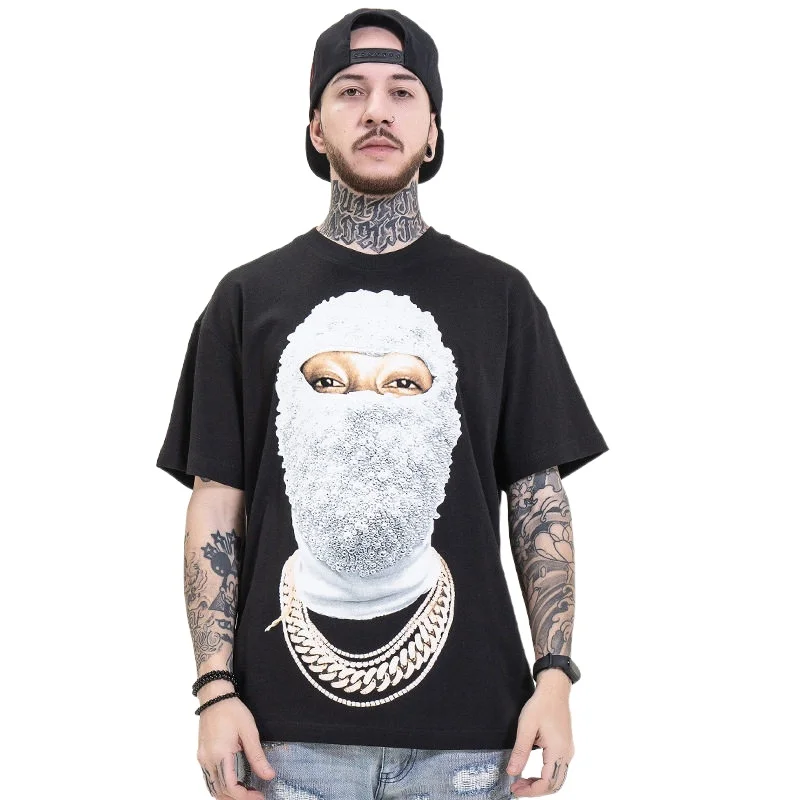 
Заводская поставка, высокое качество, 100% хлопок, модная мужская черная футболка большого размера с шелкографией на заказ 