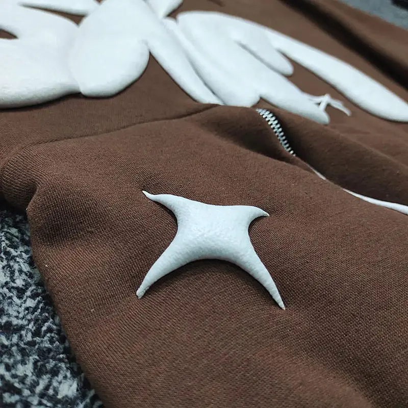 Manufacturer Custom Heavyweight 100% Cotton Streetwear Pullover Full Zip Up Oversized 3D Puff Print Boxy Fit Crop Hoodie for Men