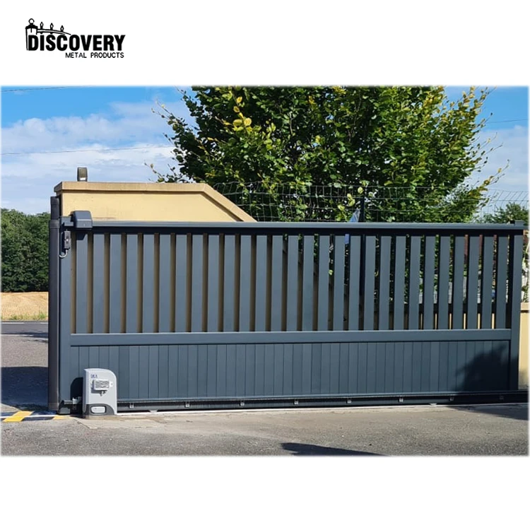 Garden Security System Black Color Driveway Sliding Gate Customized Drive Way Easy Maintenance Aluminum Main Sliding Gate