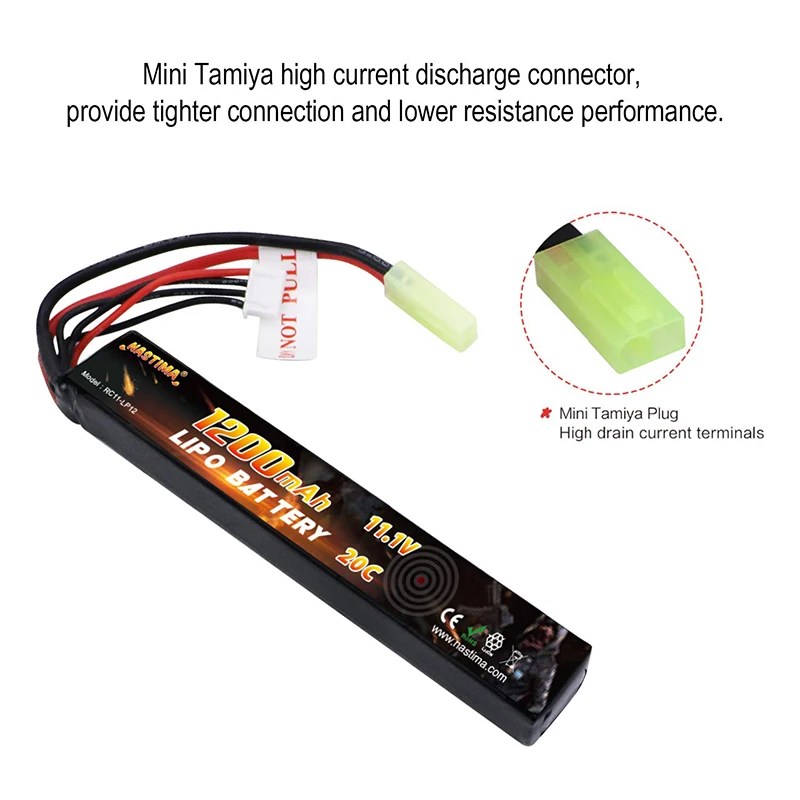 High Rating 3s 11.1v 1200mah 20c Rc Model Airsoft Gun Rc Battery Rechargeable Lipo Battery