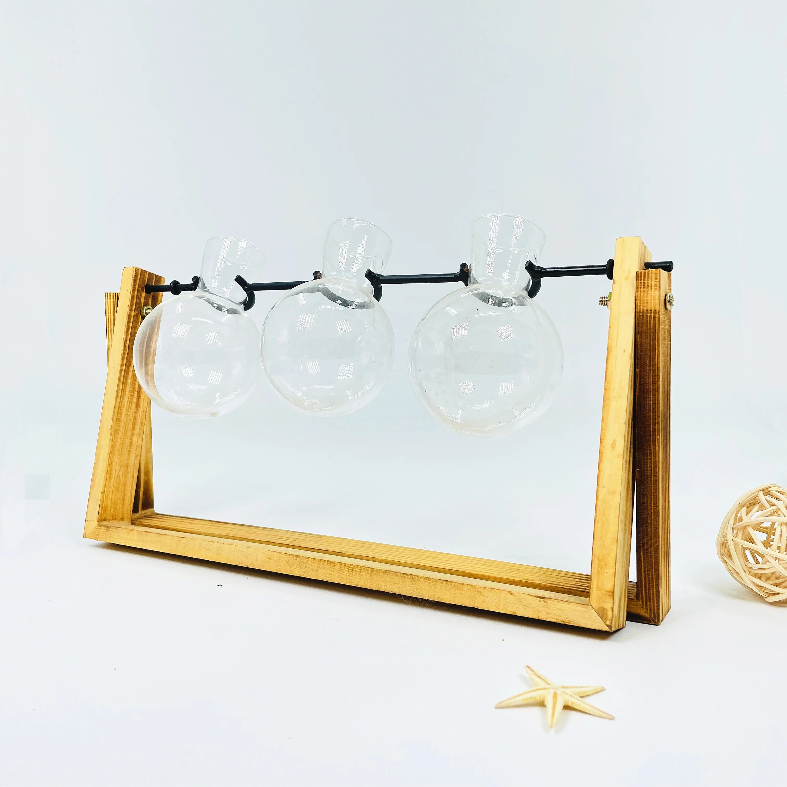 Handmade glass crafts good quality Hydroponic Vase with 3 bottles for home decoration Hydroponic Vase