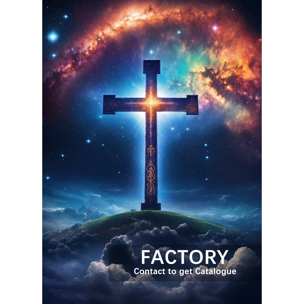 Cross Series DIY 5D Diamond Painting Full Round Drill Christ Cross With Star Milky Way Nature Tapestry Easter Jesus