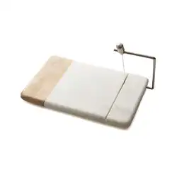 Customizable Natural Acacia Wood And Marble Cheese Serving Board Set With Slicer