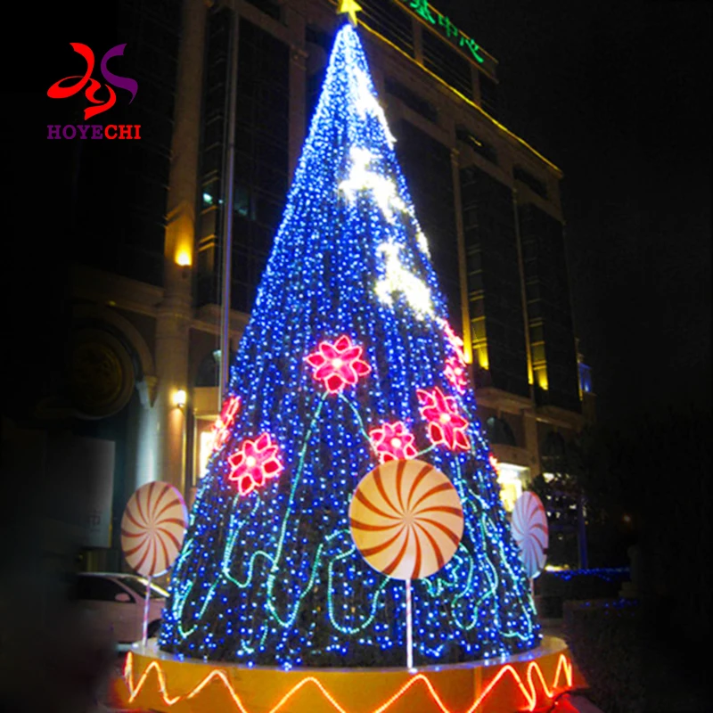 Custom commercial 5m 6m 7m 10m 15m 20m 25m 30m 40m 50m  large outdoor giant Christmas tree with light for shopping mall hotel