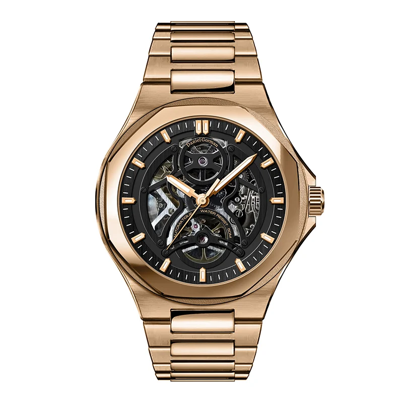 High Quality 5 Atmn Waterproof Reloj Automatico Skeleton Stainless Steel Watch
