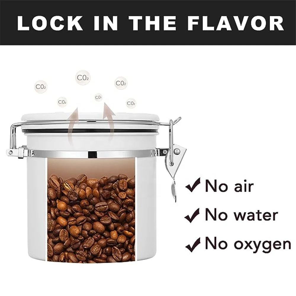 Односторонний Co2 клапан 304 контейнеры для хранения продуктов из нержавеющей стали банки кофе с отслеживанием даты