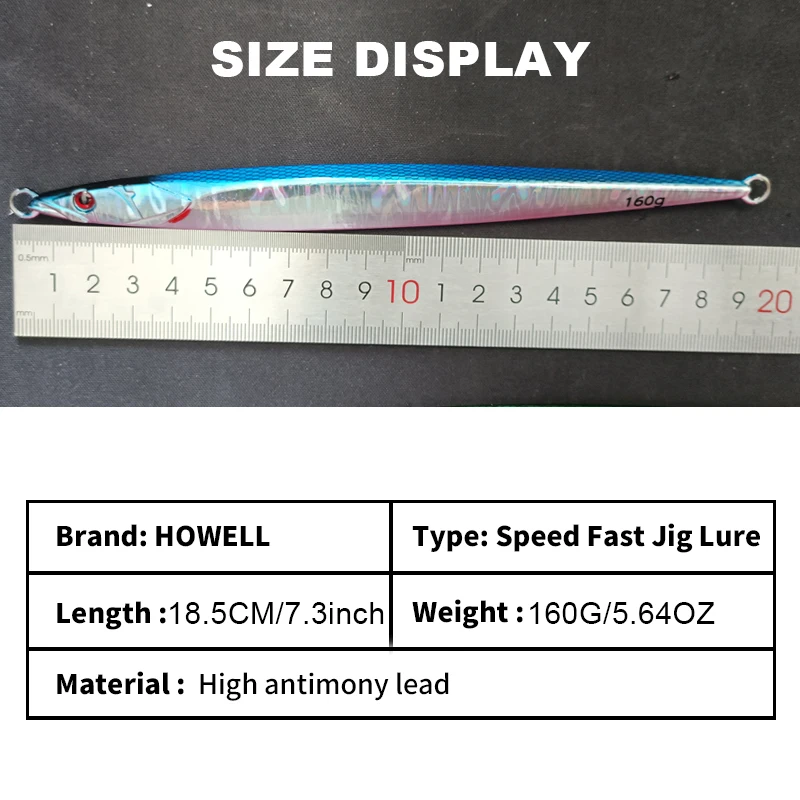 Speed Metal Jig Vertical Jigging Lure 185mm 160g Tuna Leurre Artificial Pesca Isca Fishing Tackle