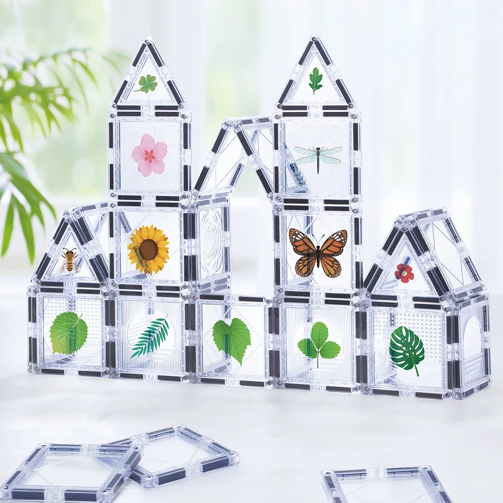 nature theme transparent insect 35pcs magnet building blocks with rivet magnetic tiles