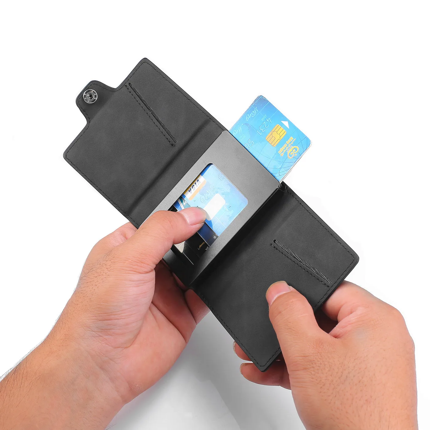 Minimalist Wallets Card Wallet - RFID Men Slim Wallet Manufacturer Leather Vintage Factory Price Short Unisex Open Solid Color