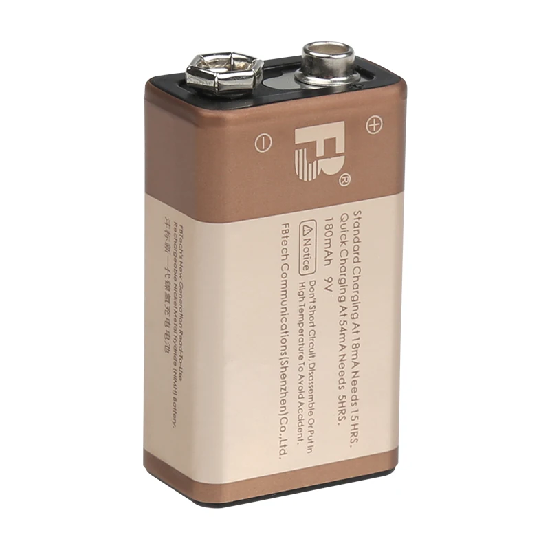 9v rechargable battery Dongguan FB 9V 180mAh energy-saving and pollution-free NiMH rechargeable batteries ni-mh battery packs