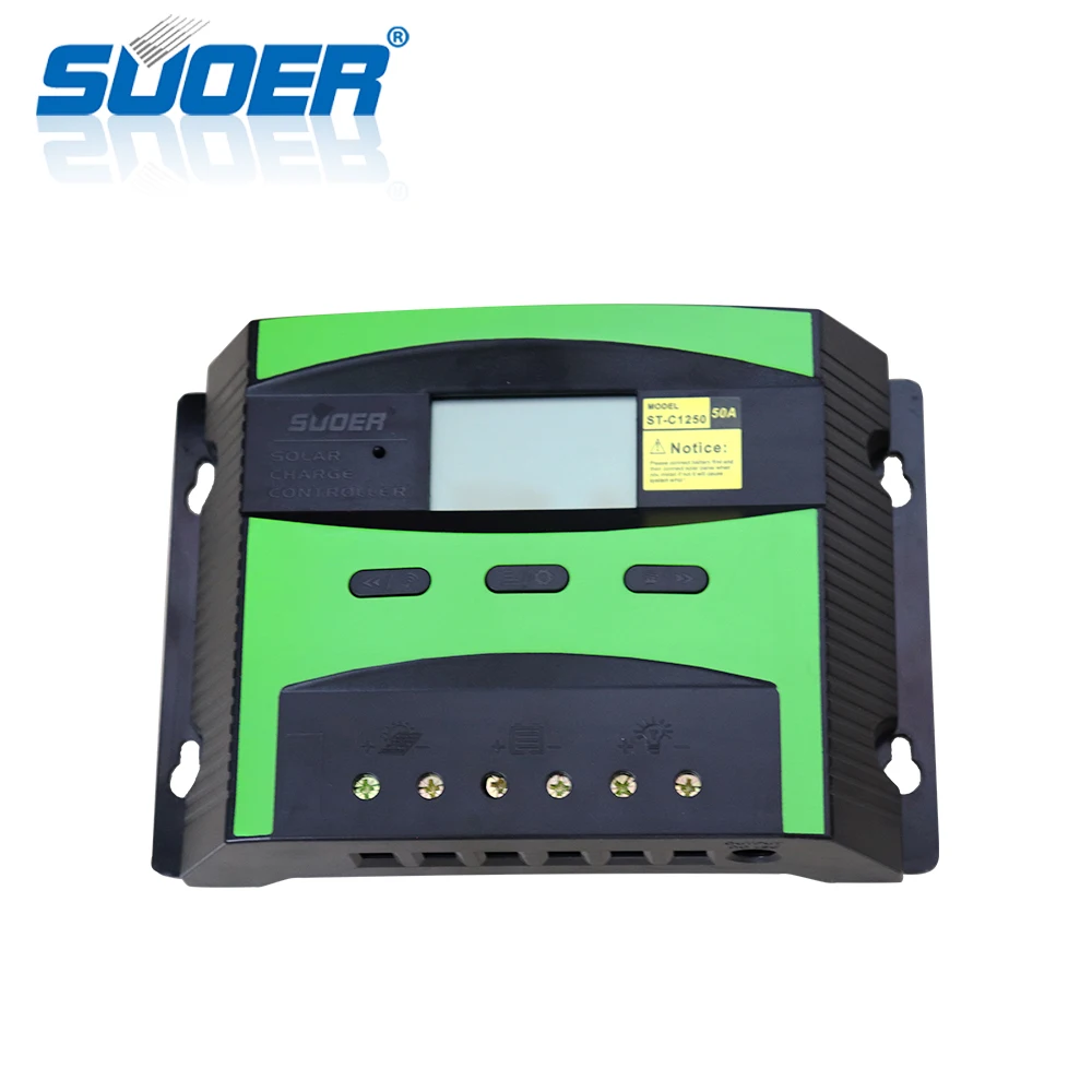 Suoer 12 /24 volt 50A PWM lcd display solar tracking charger controller