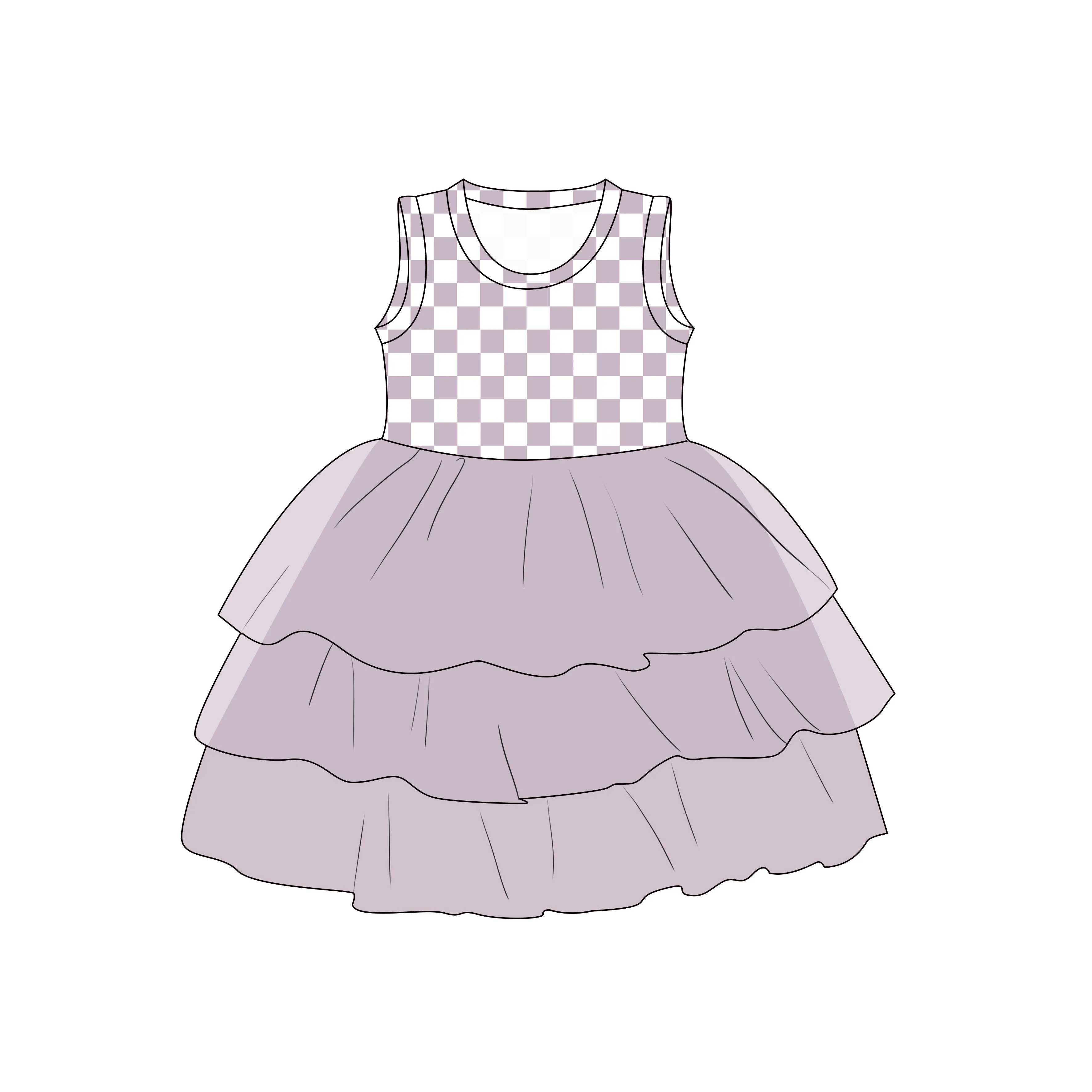 Cute Baby Girl Bamboo Viscose Dresses Plaid Dress Kids Custom Printed 3 layers Tulle Tutu Dress