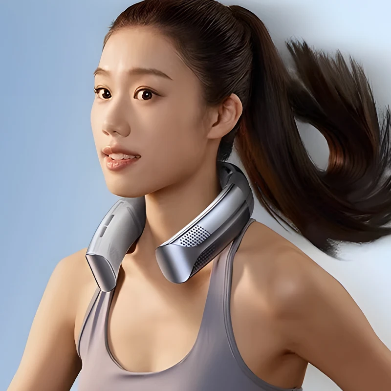 2023 portable neck fan 4000mah hands free bladeless neck fan foldable around the neck fan for outdoor travel