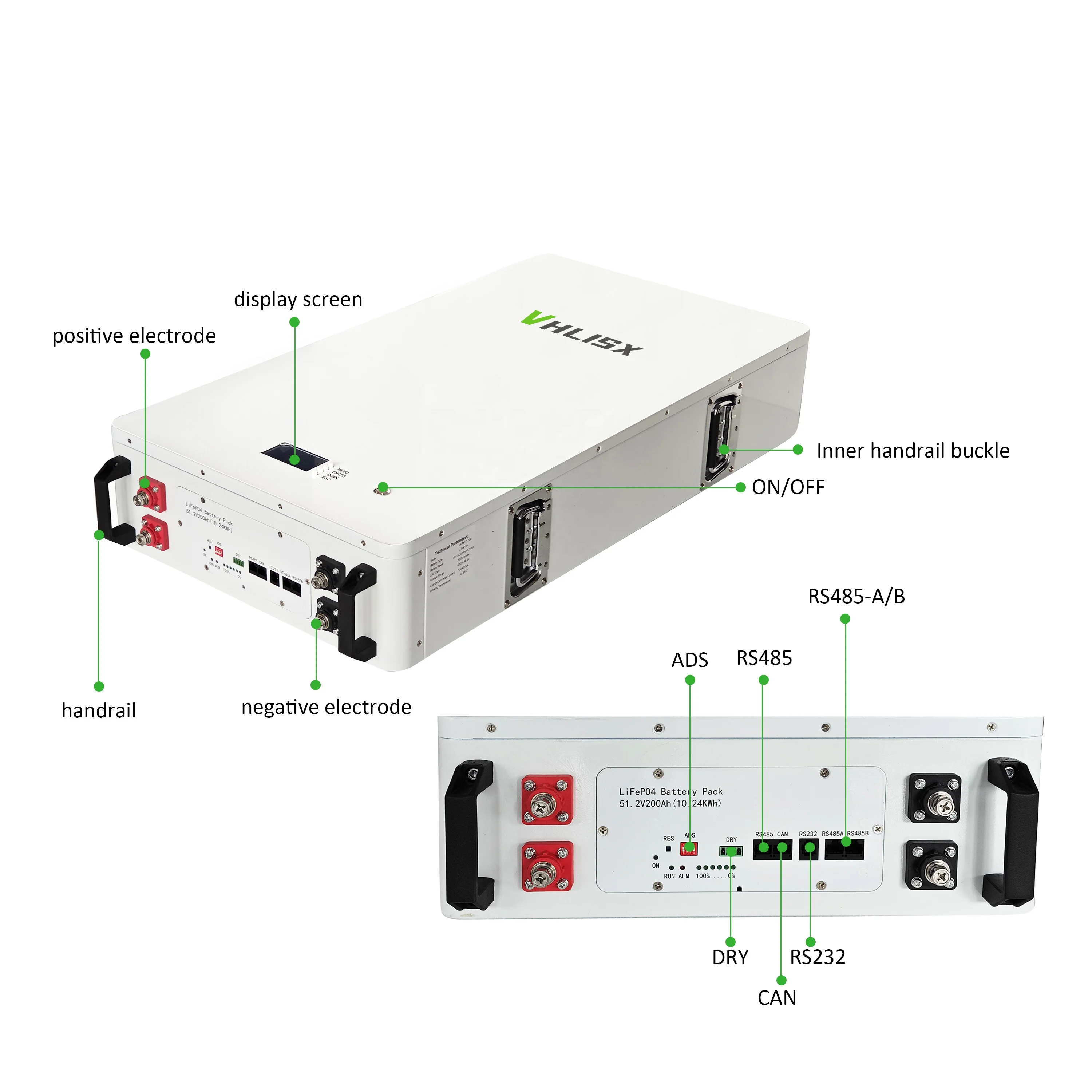 Vhlisx 48v 200ah Lithium Battery power wall lifepo4 battery pack 10kwh for Solar 48v Lithium Ion Battery Pack Power wall