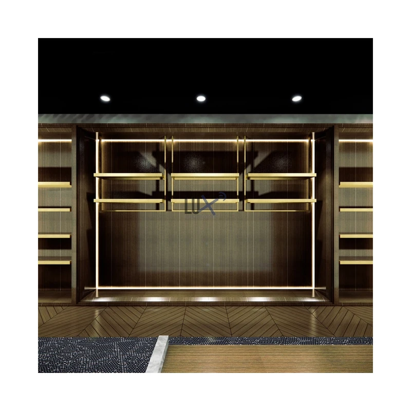 LUX Design Custom Boutique Clothes Rack High Quality Glass Showcase for Store Fixtures Premium Clothing Display Furniture