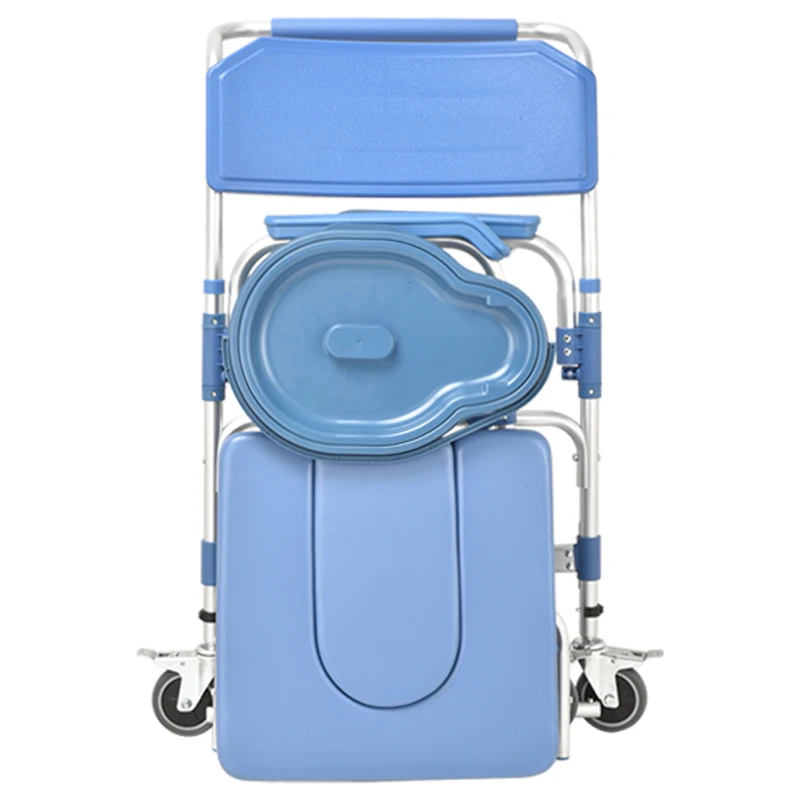 aluminum medical equipment flip down armrest commode wheels chair for elderly patients