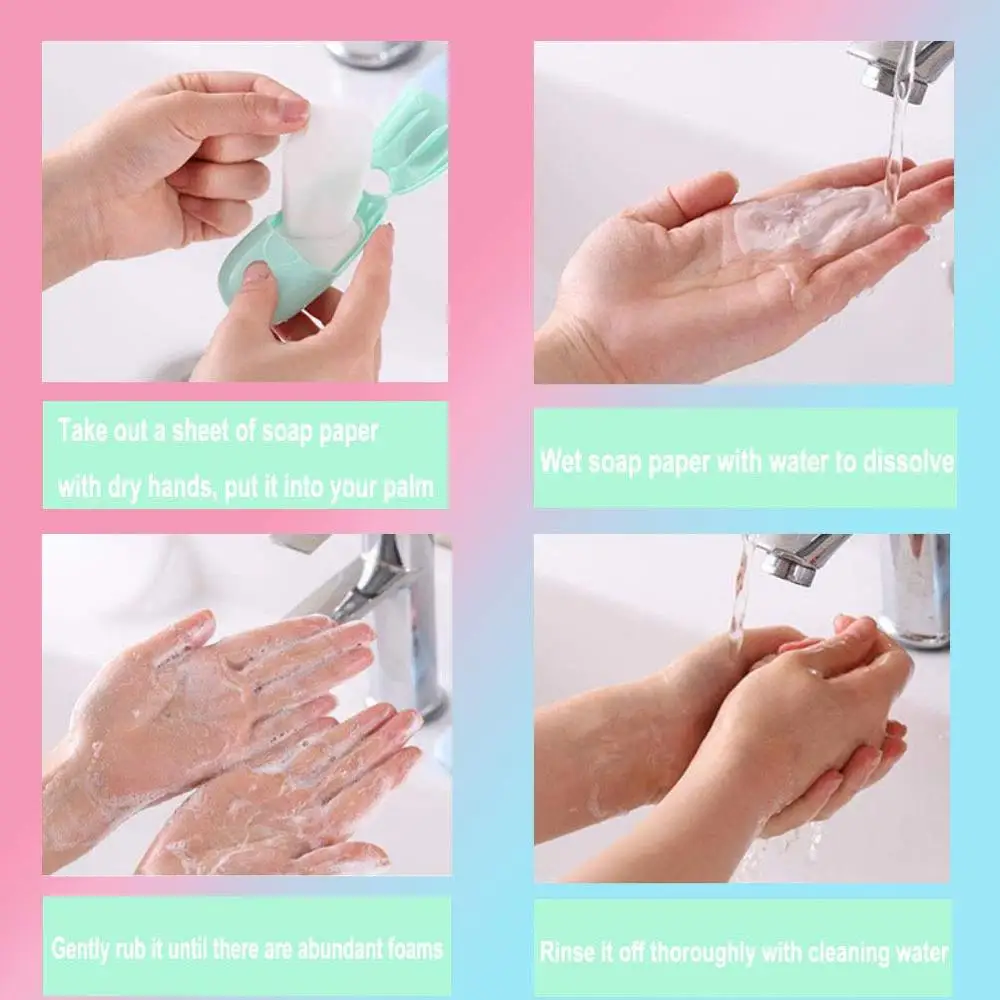 50pcs mini box Portable mini hand soap paper travel outdoor disposable soap paper travel supplies soap sheet