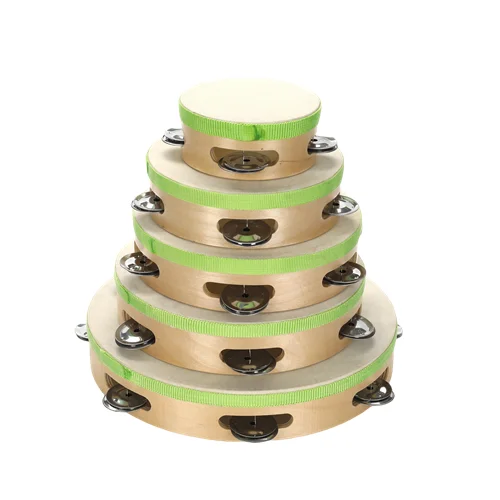 6 Inch Handheld Tambourine With Metal Jingle Row For Christmas Party Gift Musical Instrument Church Ktv Favor