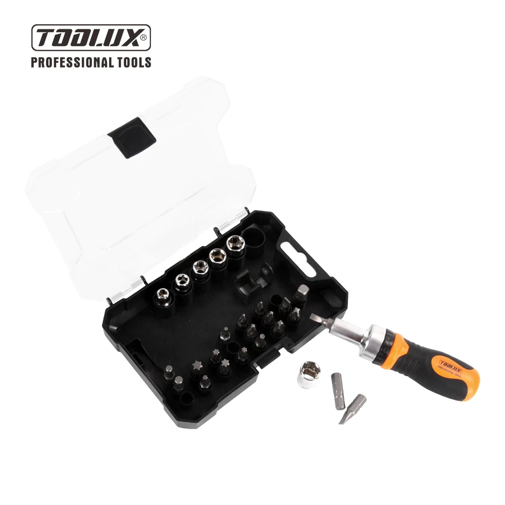 TOOLUX 27 Pcs Factory Direct Supply Screw Driver High Quality Ratchet Screwdriver And CRV Bits Set With Handle