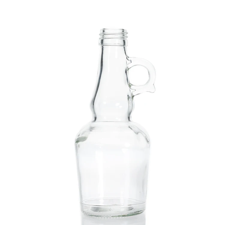 Whisky Brandy Packaging Clear 250ml California Type Empty Wine Spirit Glass Bottle with Handle