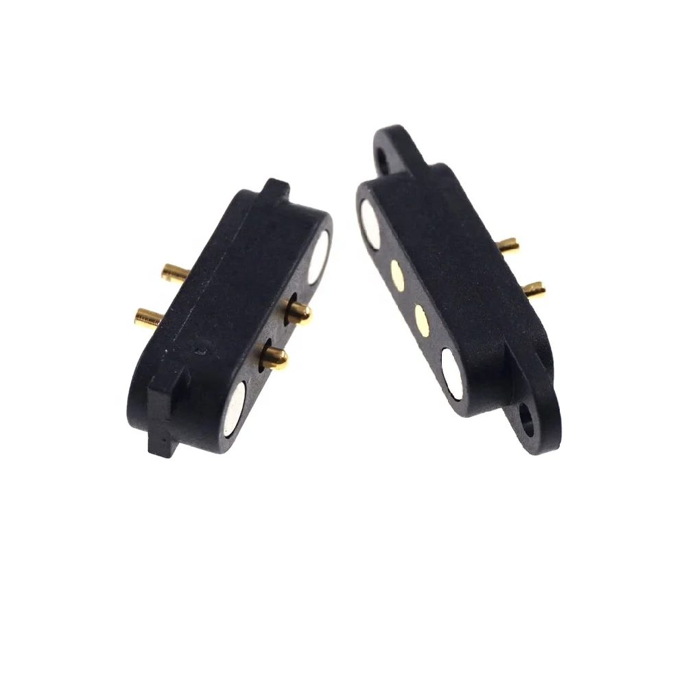 
Flange PCB Solder Panel mount Magnets Spring Pre-loaded 2A Current Pitch 2.8 mm Magnetic Connector 2 Pins Pogo Pin Male Female 