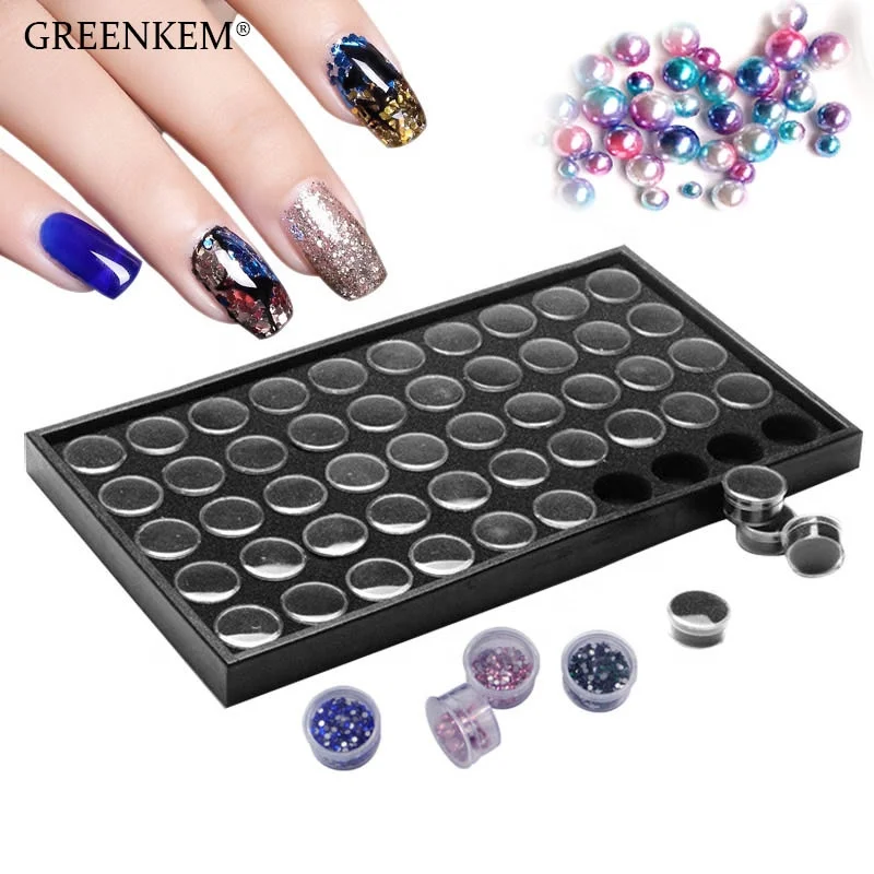 GREENKEM Plastic Nail Art Manicure Empty  Cases Decorations Storage Plate Glitter Powder Jewelry Display Nail Art Storage Box