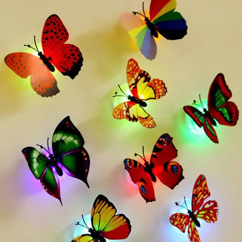 3D Butterfly Night Light Push Pins Thumb Tacks Cute  Cork Bulletin Board Office Organization School Supplies Home Decorations