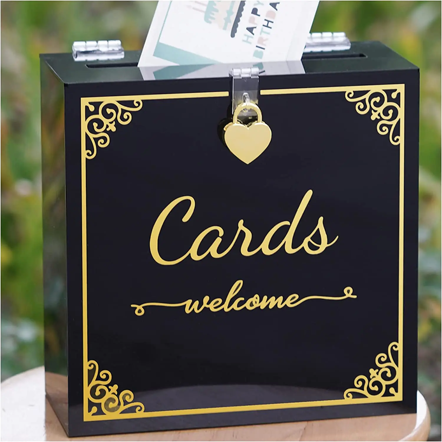 Gold Mirror Acrylic Wedding Card Box with Slot Wedding Receptions Wishing Box